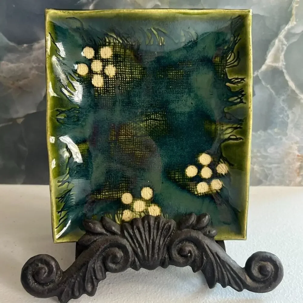 Art Pottery Set of 5 Cake Plates Stoneware Ceramic Handmade Asian Art
